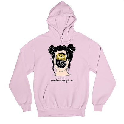printed soundtrack in my head hoodie hooded sweatshirt winterwear printed graphic stylish buy online united states usa the banyan tee tbt men women girls boys unisex baby pink
