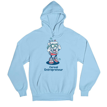 printed cereal entrepreneur hoodie hooded sweatshirt winterwear printed graphic stylish buy online united states usa the banyan tee tbt men women girls boys unisex baby blue