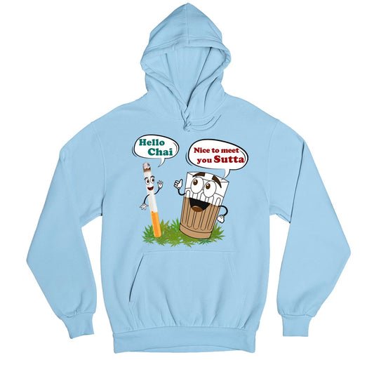 printed chai sutta hoodie hooded sweatshirt winterwear printed graphic stylish buy online united states usa the banyan tee tbt men women girls boys unisex baby blue