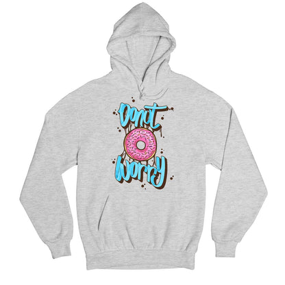 printed donut worry hoodie hooded sweatshirt winterwear printed graphic stylish buy online united states usa the banyan tee tbt men women girls boys unisex gray