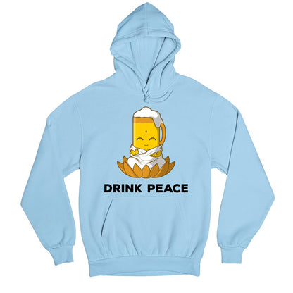printed drink peace hoodie hooded sweatshirt winterwear printed graphic stylish buy online united states usa the banyan tee tbt men women girls boys unisex baby blue