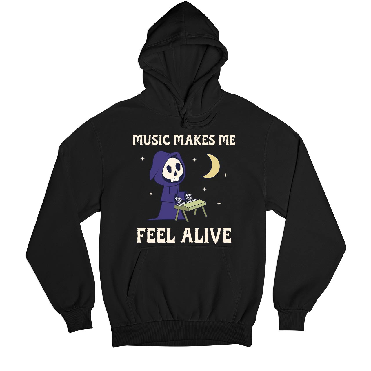 printed music makes me hoodie hooded sweatshirt winterwear printed graphic stylish buy online united states usa the banyan tee tbt men women girls boys unisex black