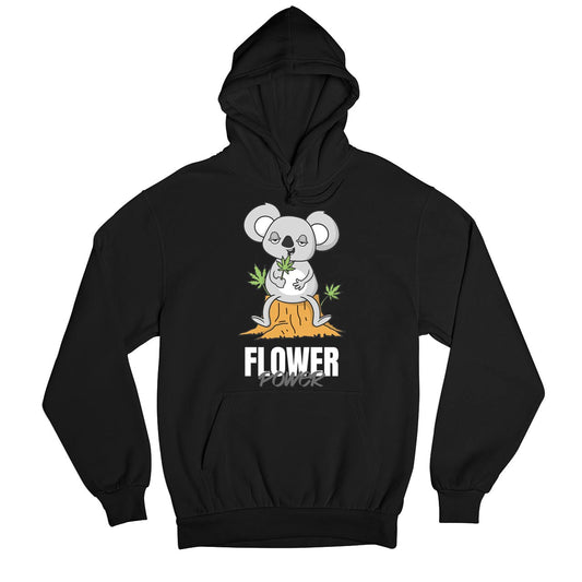 printed flower power hoodie hooded sweatshirt winterwear printed graphic stylish buy online united states usa the banyan tee tbt men women girls boys unisex black