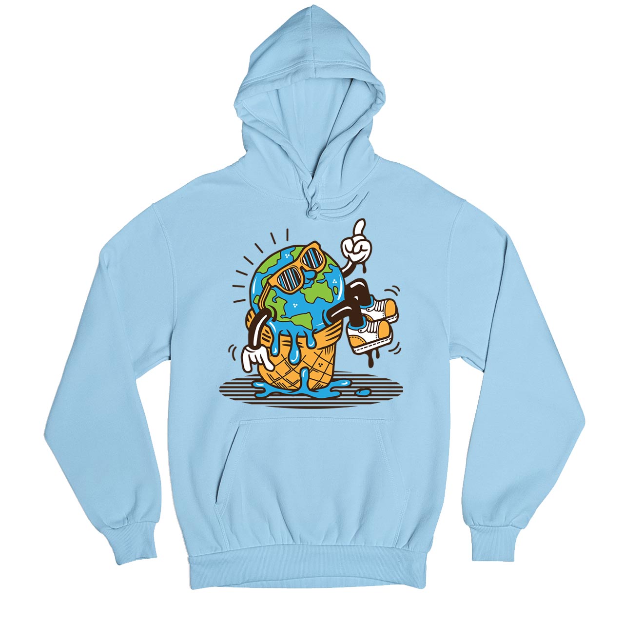 printed global warming hoodie hooded sweatshirt winterwear printed graphic stylish buy online united states usa the banyan tee tbt men women girls boys unisex baby blue