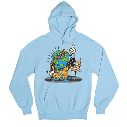 printed global warming hoodie hooded sweatshirt winterwear printed graphic stylish buy online united states usa the banyan tee tbt men women girls boys unisex baby blue