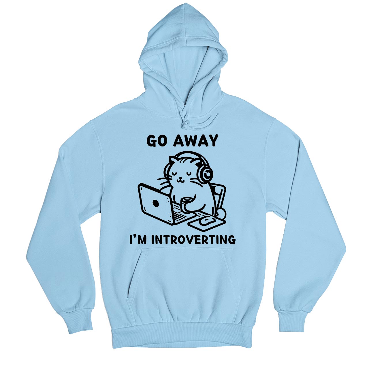 printed introverting hoodie hooded sweatshirt winterwear printed graphic stylish buy online united states usa the banyan tee tbt men women girls boys unisex baby blue