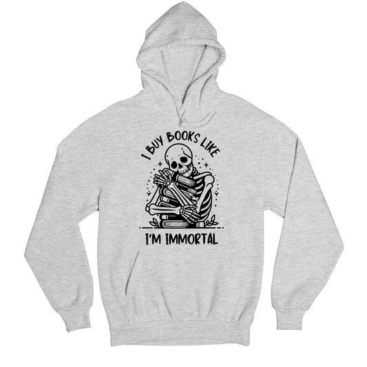 printed i buy books hoodie hooded sweatshirt winterwear printed graphic stylish buy online united states usa the banyan tee tbt men women girls boys unisex gray