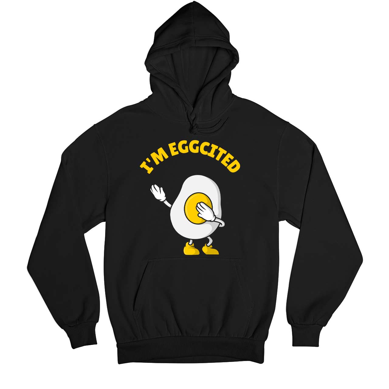 printed eggcited hoodie hooded sweatshirt winterwear printed graphic stylish buy online united states usa the banyan tee tbt men women girls boys unisex black