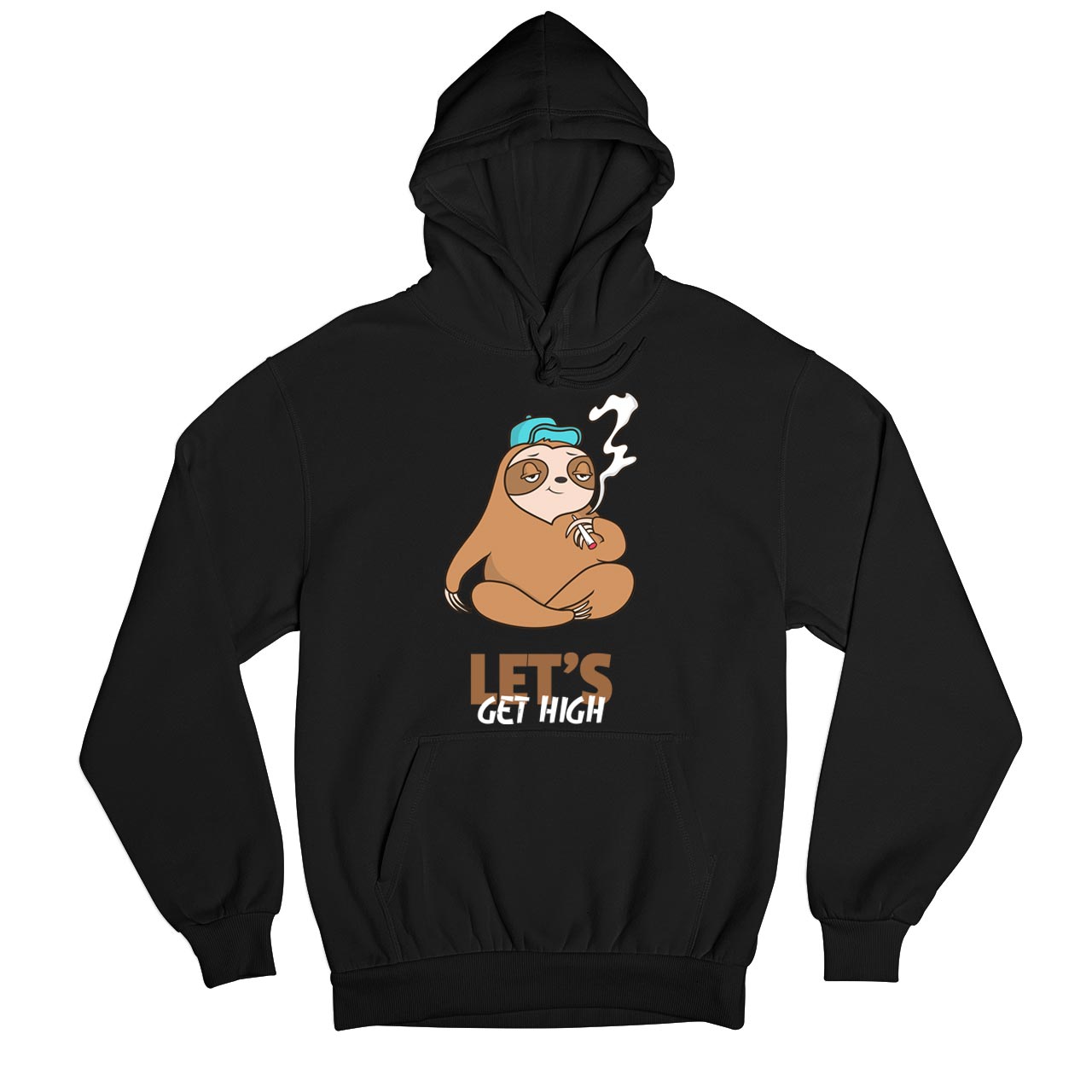 printed high sloth hoodie hooded sweatshirt winterwear printed graphic stylish buy online united states usa the banyan tee tbt men women girls boys unisex black
