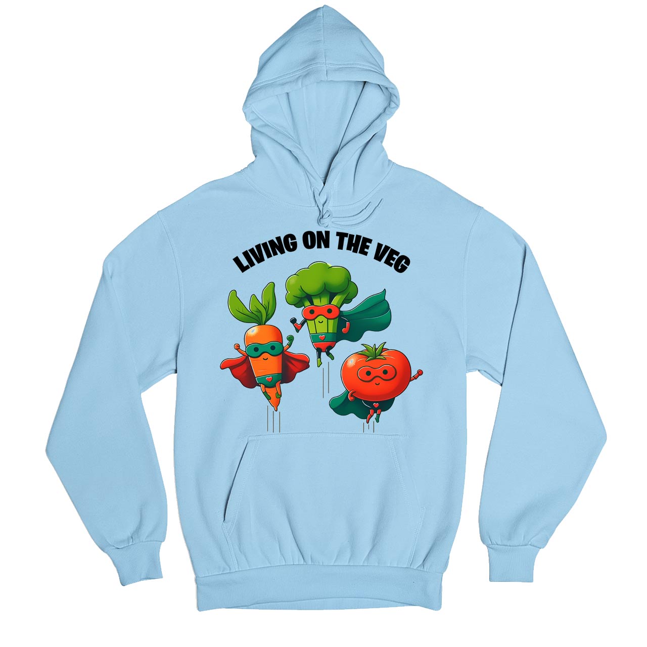 printed living on the veg hoodie hooded sweatshirt winterwear printed graphic stylish buy online united states usa the banyan tee tbt men women girls boys unisex baby blue