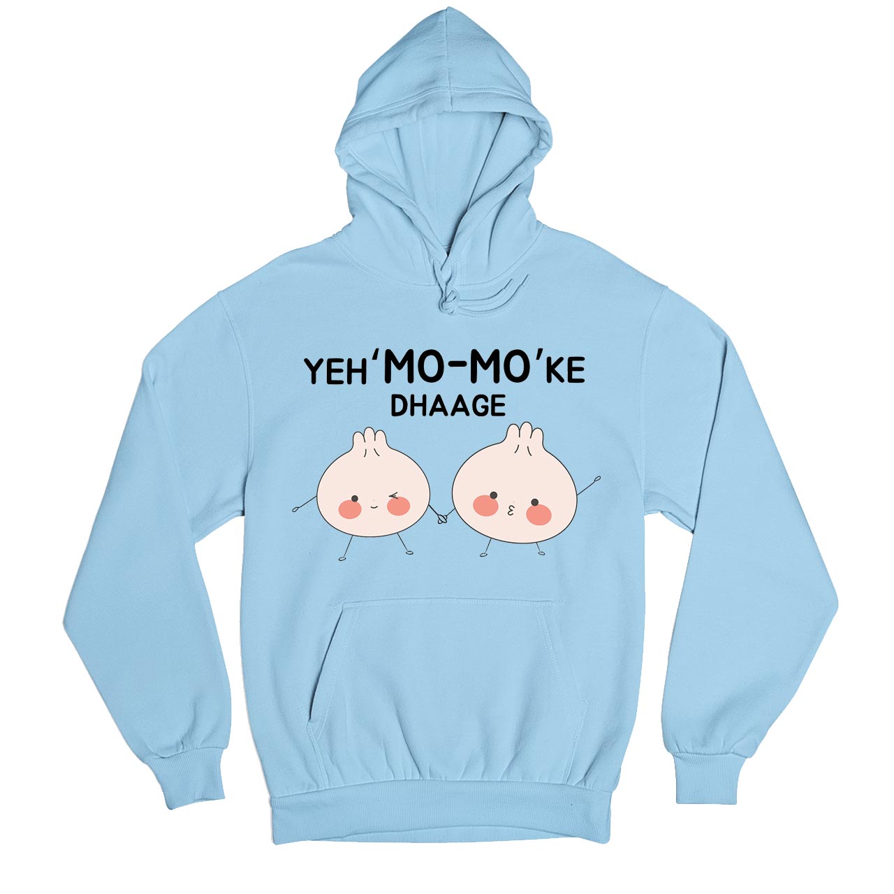 printed mo mo ke dhaage hoodie hooded sweatshirt winterwear printed graphic stylish buy online united states usa the banyan tee tbt men women girls boys unisex baby blue