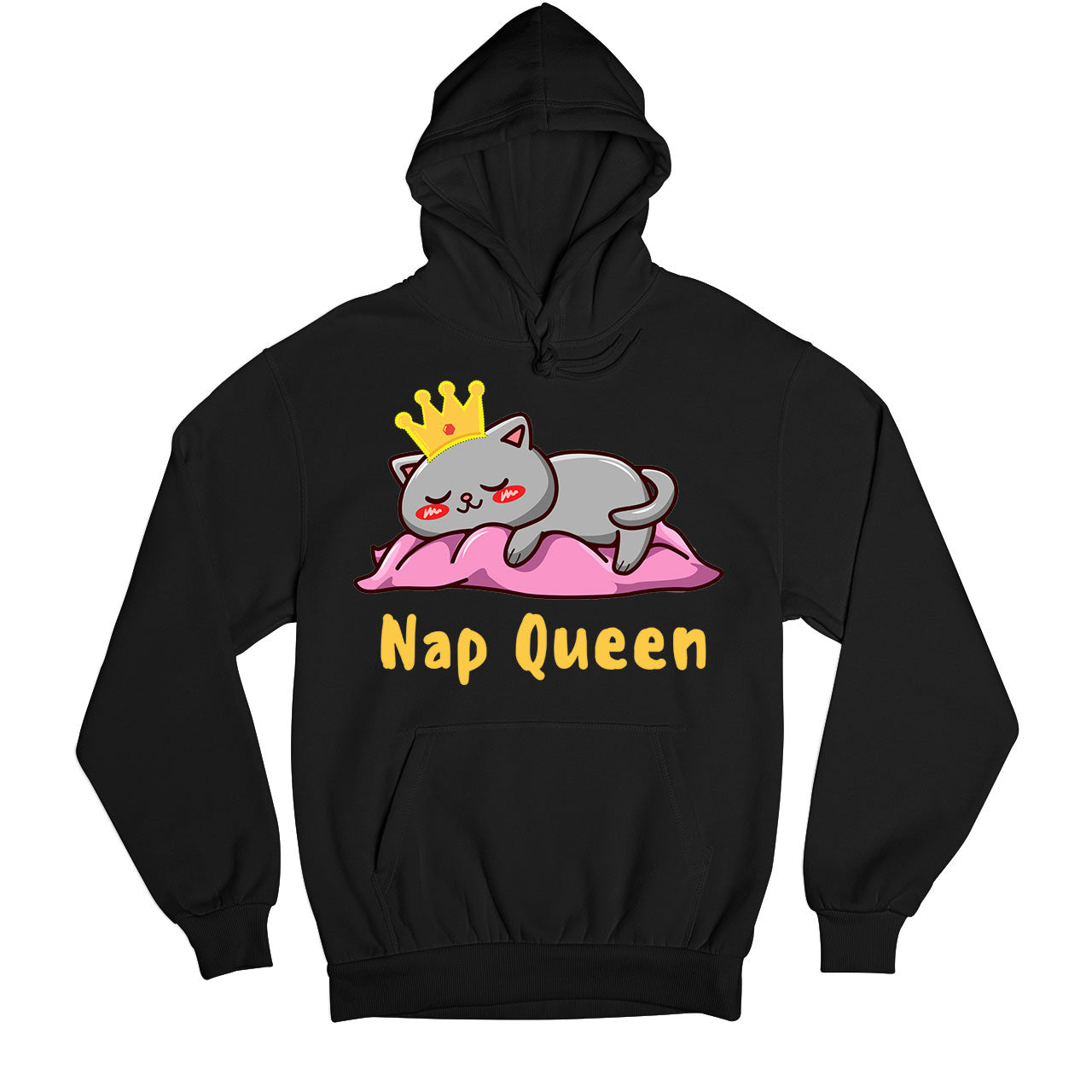 printed nap queen hoodie hooded sweatshirt winterwear printed graphic stylish buy online united states usa the banyan tee tbt men women girls boys unisex black