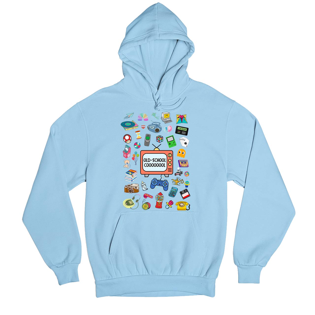 printed old school cool hoodie hooded sweatshirt winterwear printed graphic stylish buy online united states usa the banyan tee tbt men women girls boys unisex baby blue