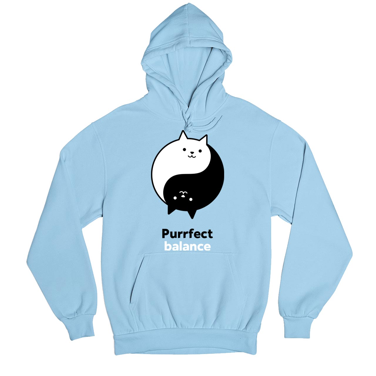 printed purrfect balance hoodie hooded sweatshirt winterwear printed graphic stylish buy online united states usa the banyan tee tbt men women girls boys unisex baby blue
