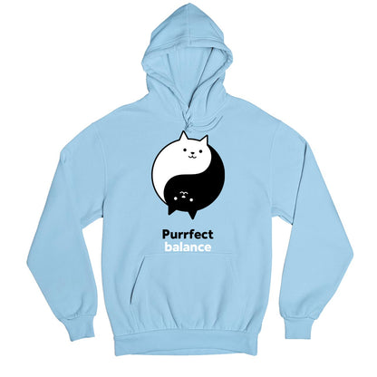 printed purrfect balance hoodie hooded sweatshirt winterwear printed graphic stylish buy online united states usa the banyan tee tbt men women girls boys unisex baby blue
