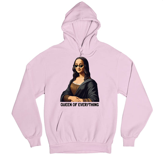 printed queen of everything hoodie hooded sweatshirt winterwear printed graphic stylish buy online united states usa the banyan tee tbt men women girls boys unisex baby pink