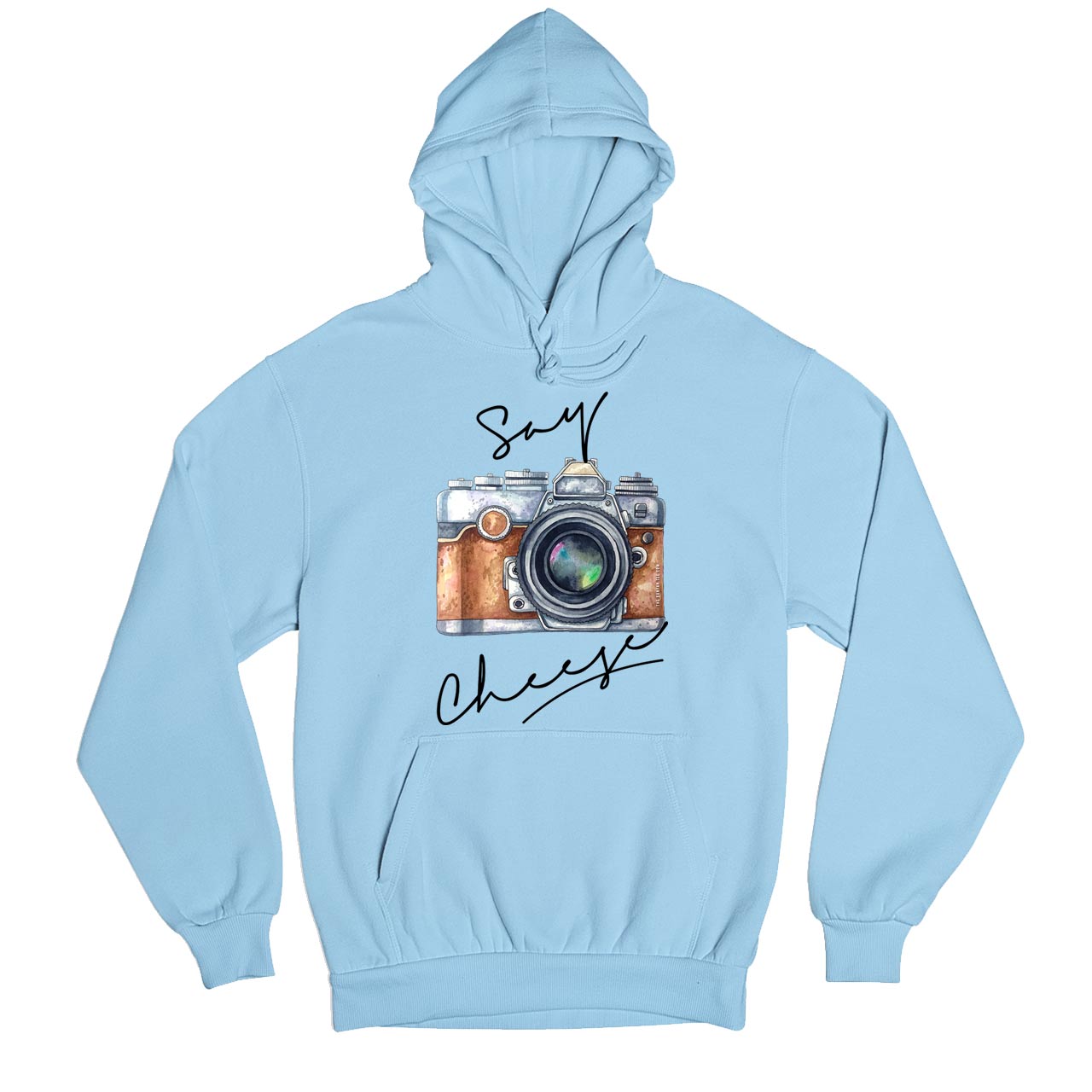 printed say cheese hoodie hooded sweatshirt winterwear printed graphic stylish buy online united states usa the banyan tee tbt men women girls boys unisex baby blue