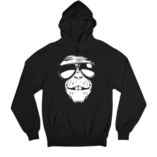 printed chimp hoodie hooded sweatshirt winterwear printed graphic stylish buy online united states usa the banyan tee tbt men women girls boys unisex black