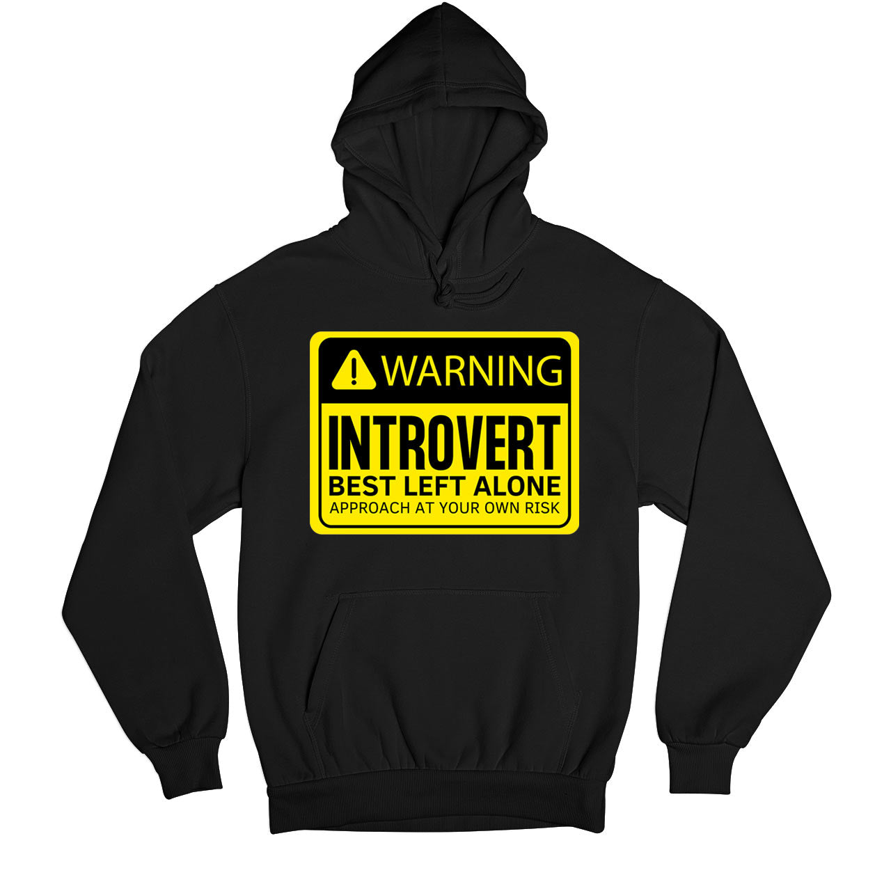 printed warning - introvert hoodie hooded sweatshirt winterwear printed graphic stylish buy online united states usa the banyan tee tbt men women girls boys unisex black