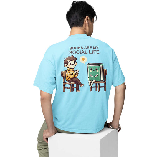 graphic printed oversized t shirt - books are my social life baby blue buy online india the banyan tee tbt men women girls boys unisex