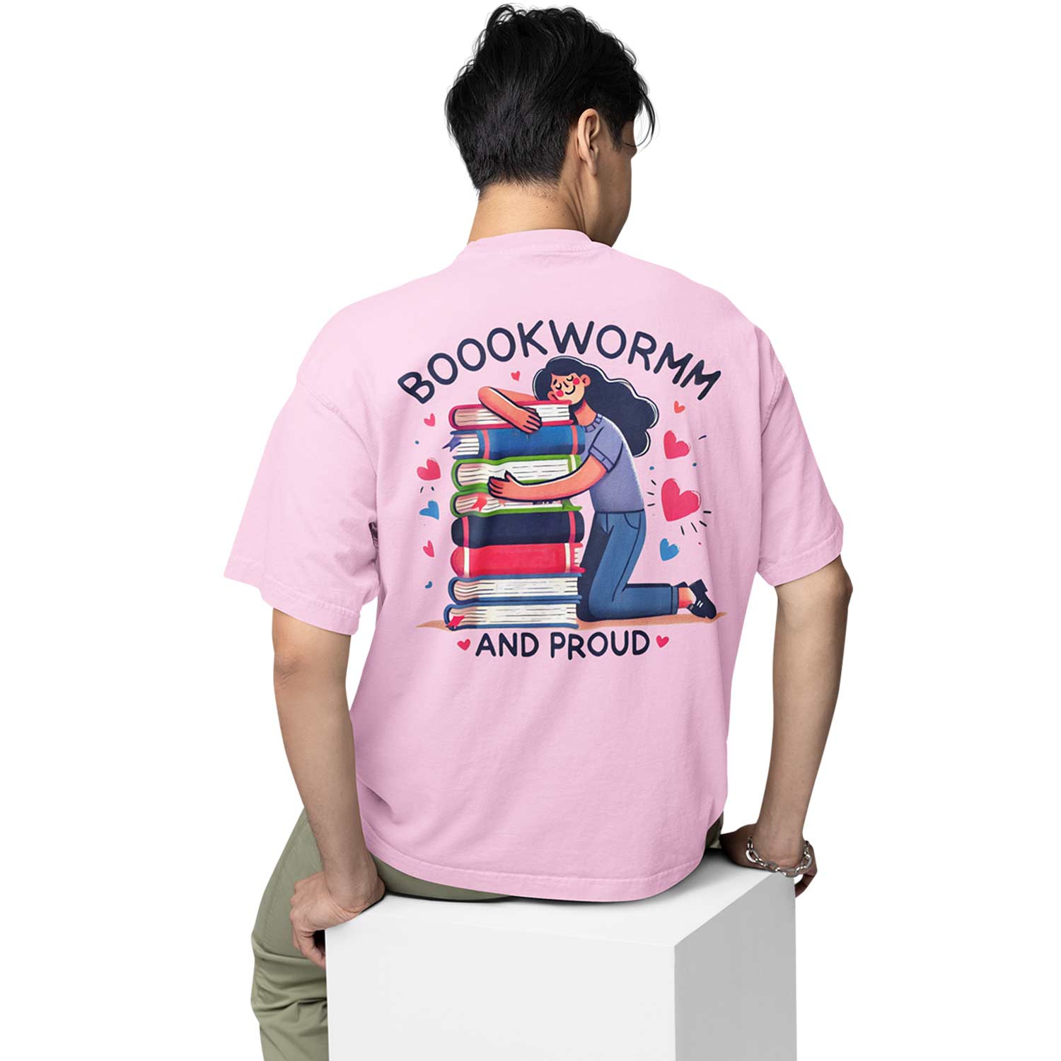 graphic printed oversized t shirt - bookworm and proud baby pink buy online india the banyan tee tbt men women girls boys unisex