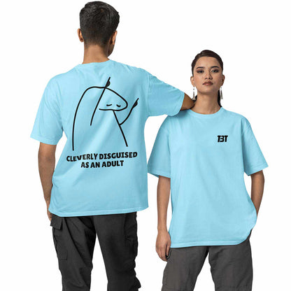 graphic printed oversized t shirt - cleverly disguised as an adult baby blue buy online india the banyan tee tbt men women girls boys unisex