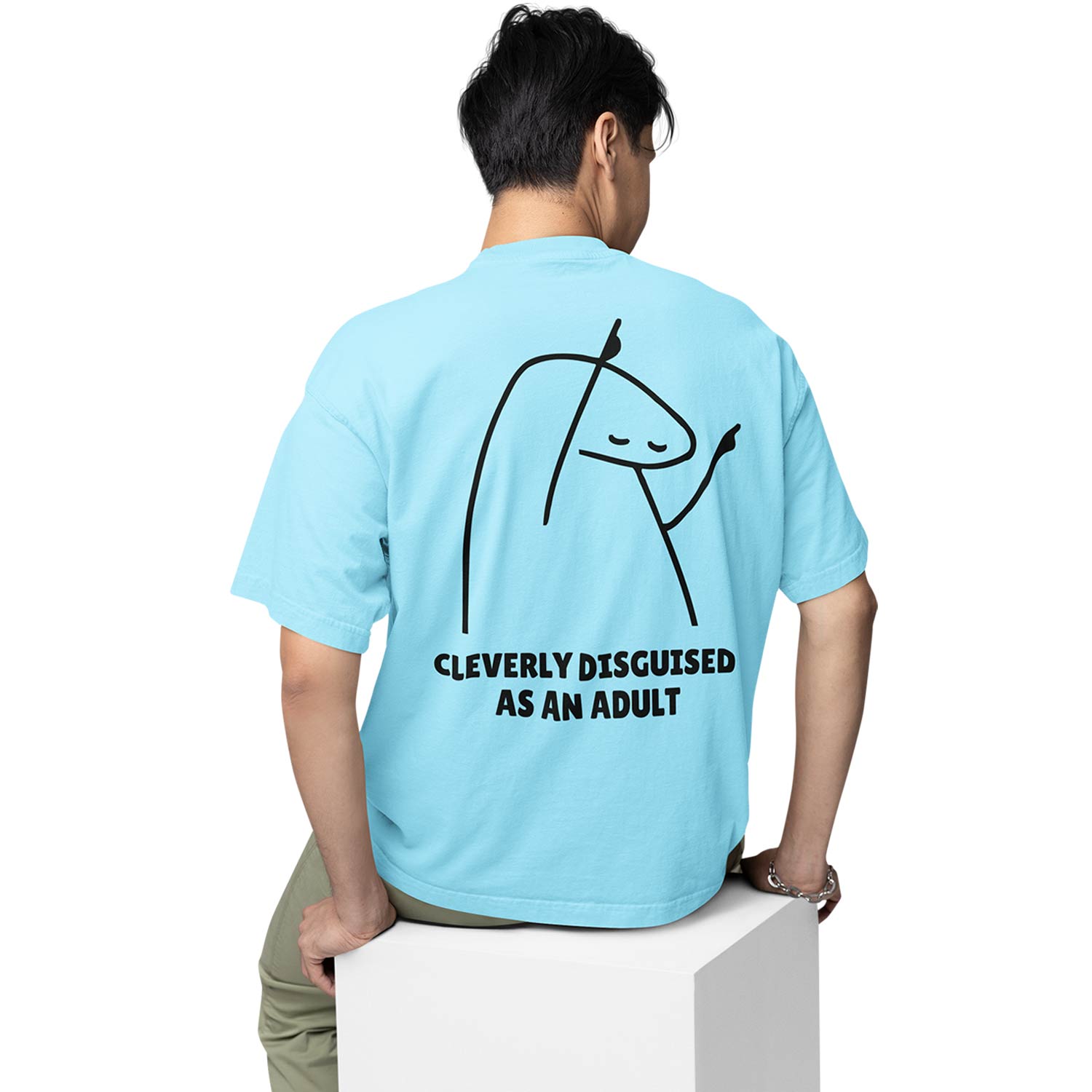 graphic printed oversized t shirt - cleverly disguised as an adult baby blue buy online india the banyan tee tbt men women girls boys unisex