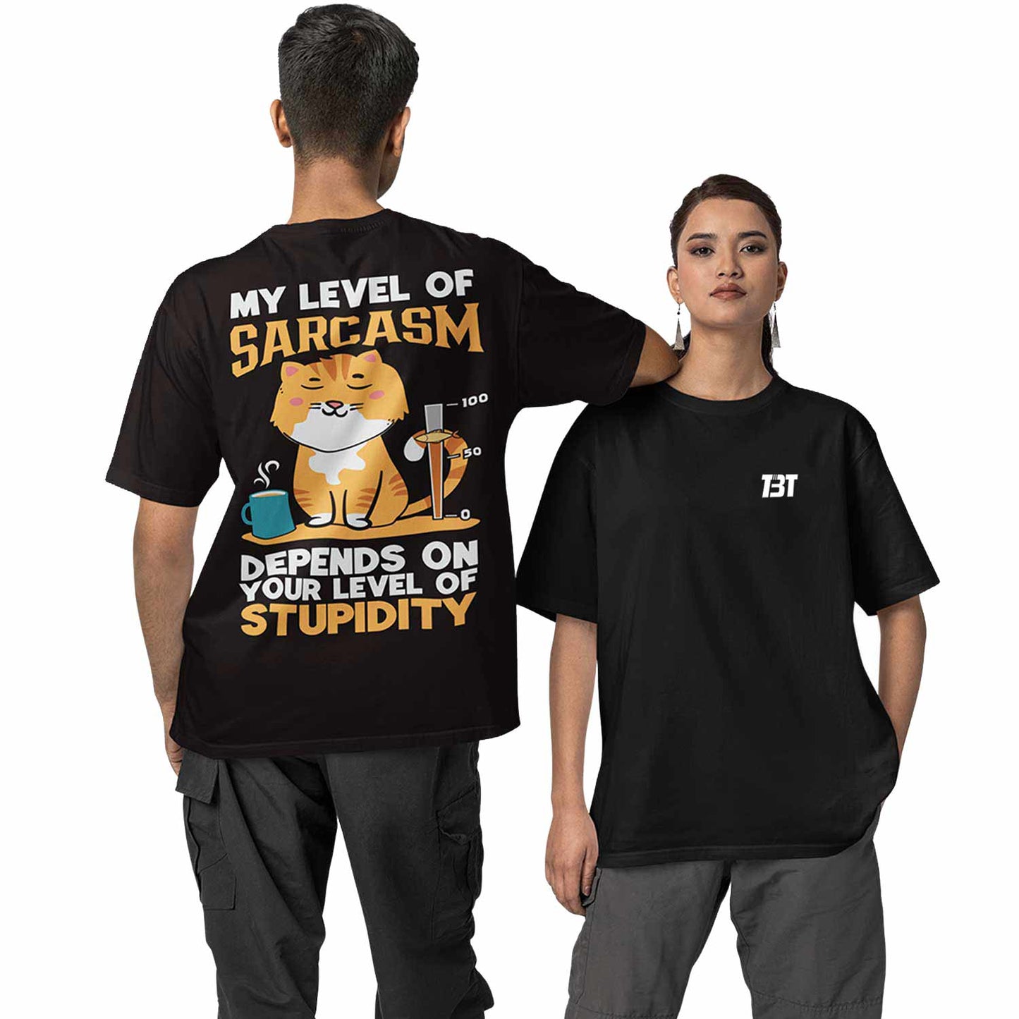 graphic printed oversized t shirt - my level of sarcasm black buy online india the banyan tee tbt men women girls boys unisex