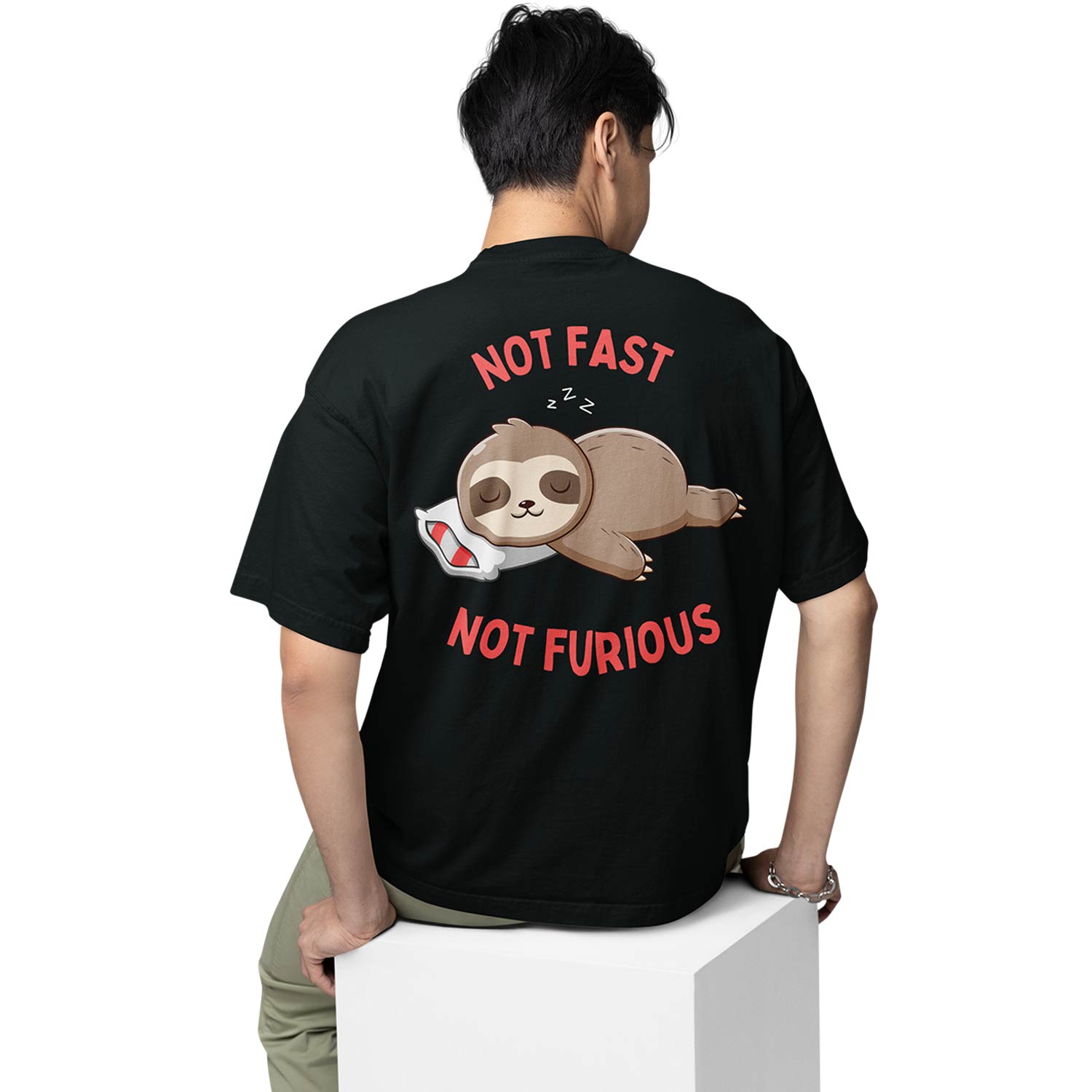 graphic printed oversized t shirt - not fast not furious black buy online india the banyan tee tbt men women girls boys unisex