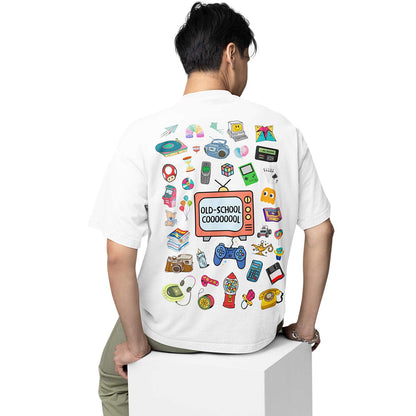 graphic printed oversized t shirt - old school cool white buy online india the banyan tee tbt men women girls boys unisex