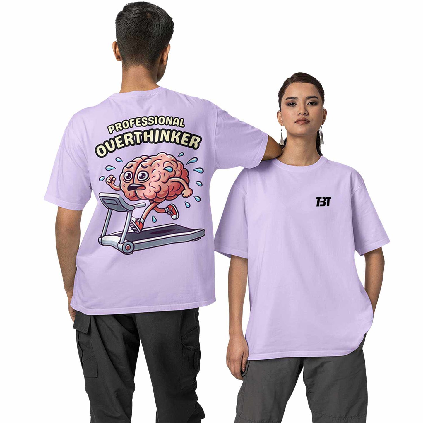 graphic printed oversized t shirt - professional overthinker lavender buy online india the banyan tee tbt men women girls boys unisex