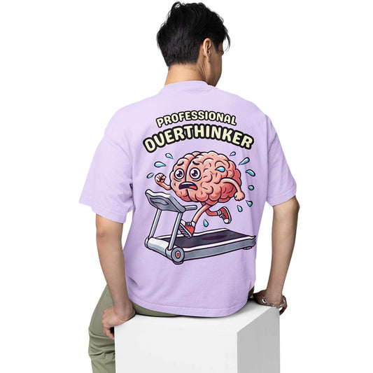 graphic printed oversized t shirt - professional overthinker lavender buy online india the banyan tee tbt men women girls boys unisex