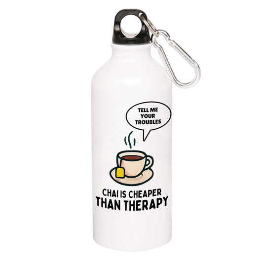 printed chai is cheaper than therapy sipper steel water bottle flask gym shaker printed graphic stylish buy online india the banyan tee tbt men women girls boys unisex