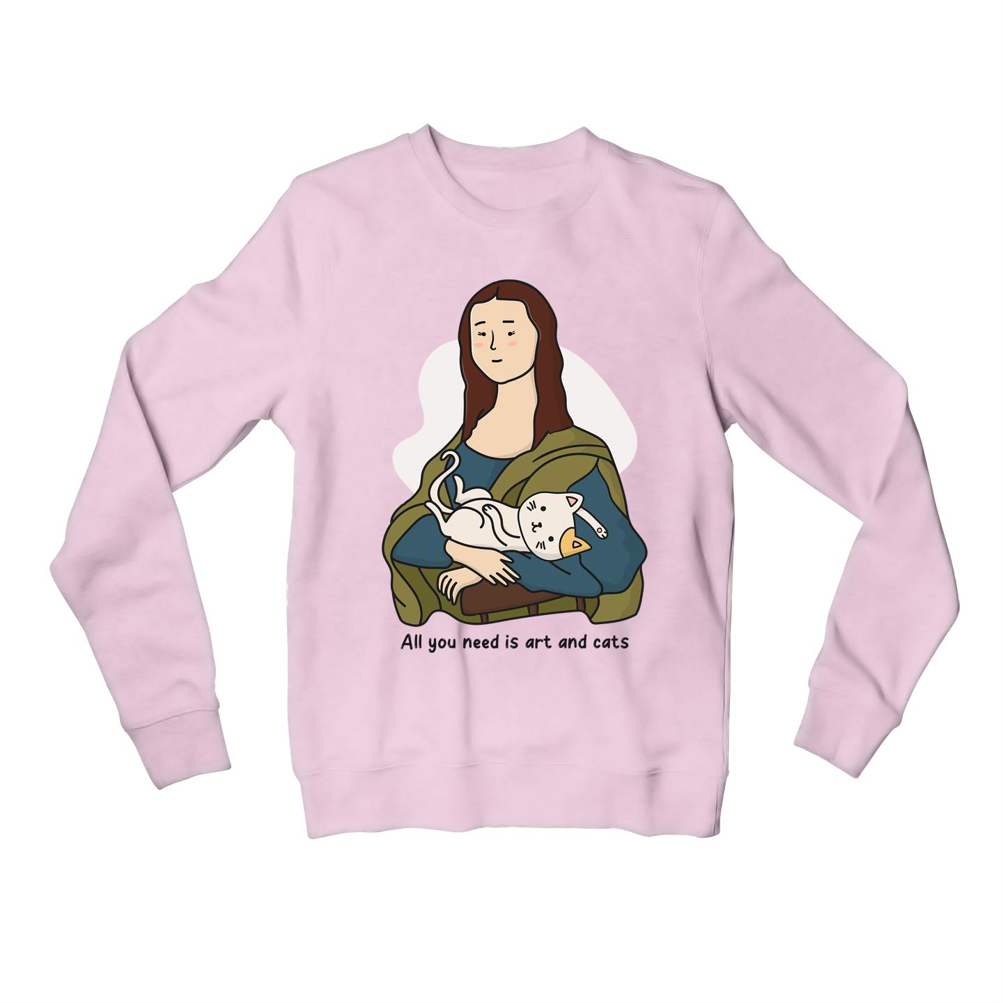 printed art and cats sweatshirt upper winterwear printed graphic stylish buy online united states usa the banyan tee tbt men women girls boys unisex baby pink