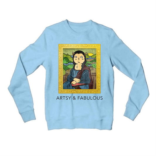 printed artsy and fabulous sweatshirt upper winterwear printed graphic stylish buy online united states usa the banyan tee tbt men women girls boys unisex baby blue