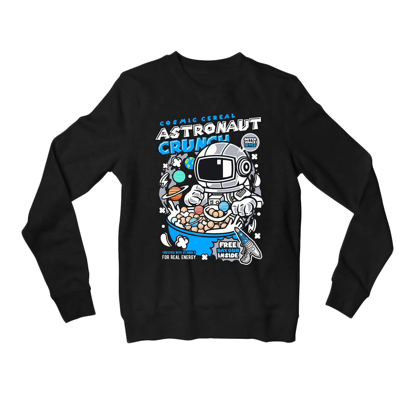 printed astro crunch sweatshirt upper winterwear printed graphic stylish buy online united states usa the banyan tee tbt men women girls boys unisex black