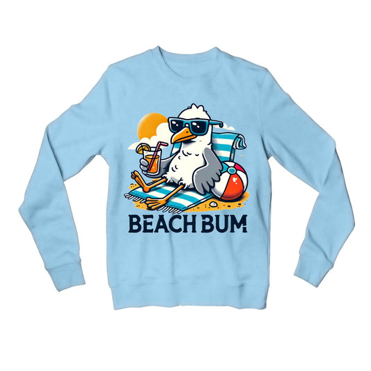 printed beach bum sweatshirt upper winterwear printed graphic stylish buy online united states usa the banyan tee tbt men women girls boys unisex baby blue