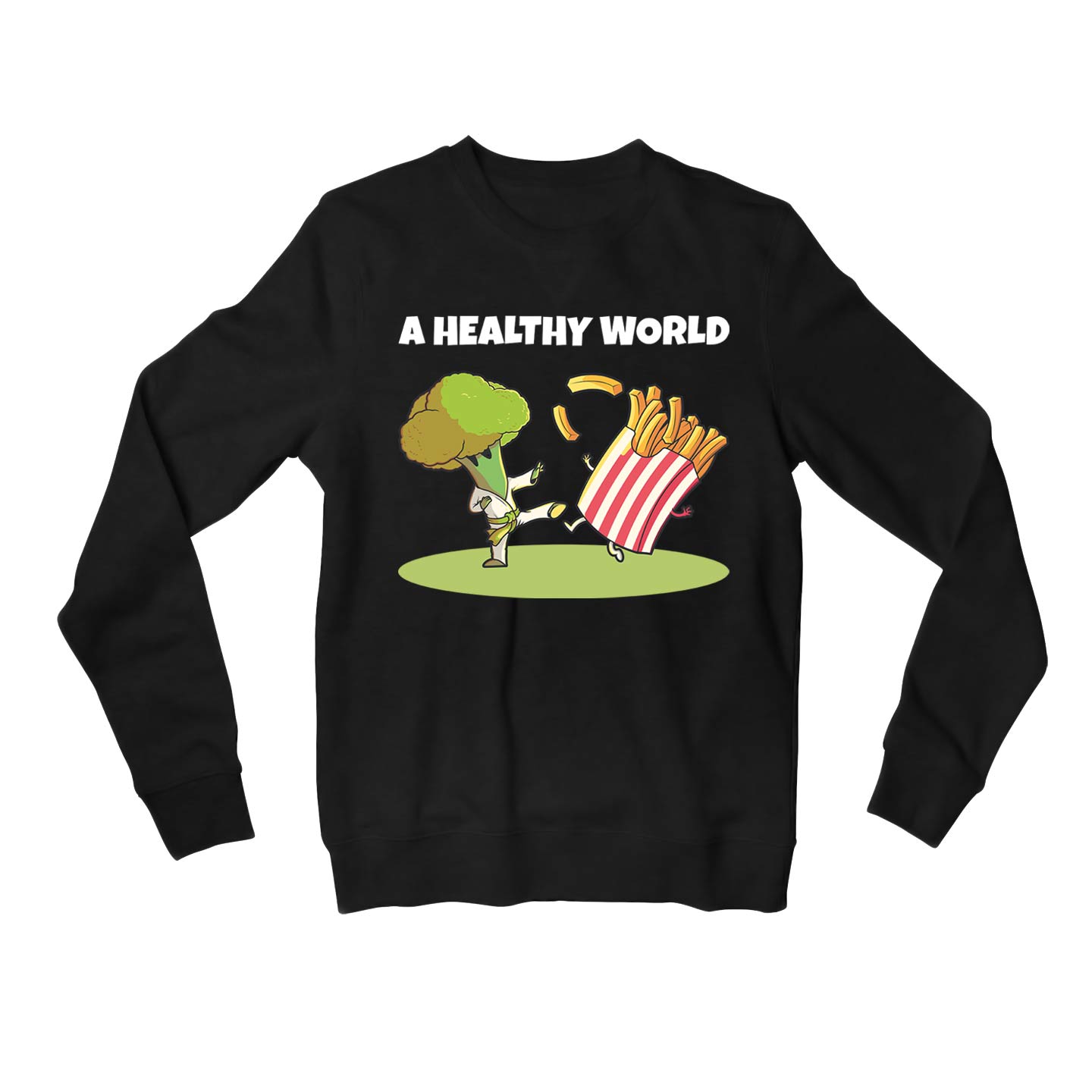 printed a healthy world sweatshirt upper winterwear printed graphic stylish buy online united states usa the banyan tee tbt men women girls boys unisex black