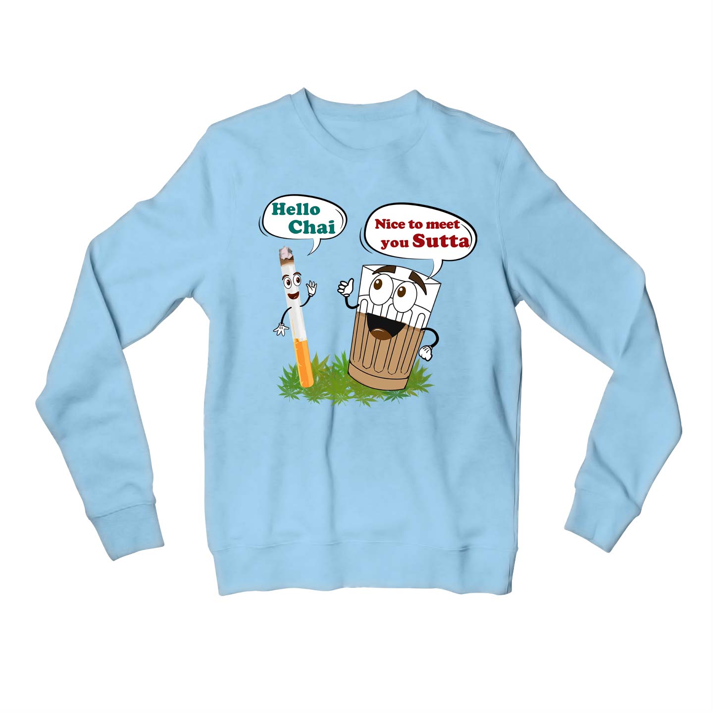 printed chai sutta sweatshirt upper winterwear printed graphic stylish buy online united states usa the banyan tee tbt men women girls boys unisex baby blue