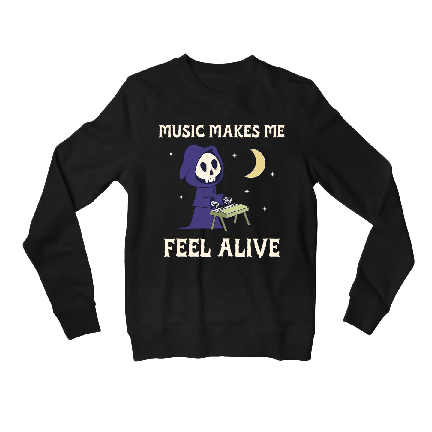 printed music makes me sweatshirt upper winterwear printed graphic stylish buy online united states usa the banyan tee tbt men women girls boys unisex black