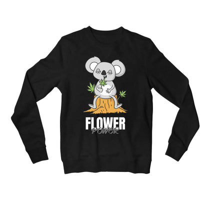 printed flower power sweatshirt upper winterwear printed graphic stylish buy online united states usa the banyan tee tbt men women girls boys unisex black