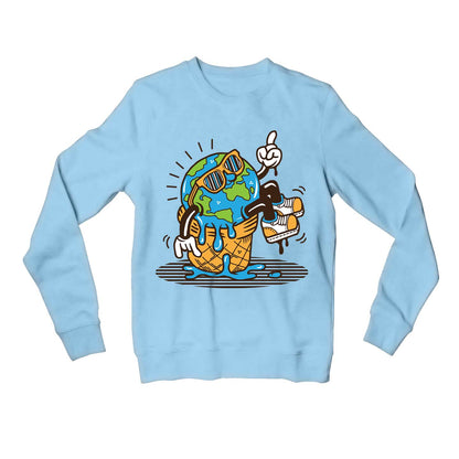 printed global warming sweatshirt upper winterwear printed graphic stylish buy online united states usa the banyan tee tbt men women girls boys unisex baby blue
