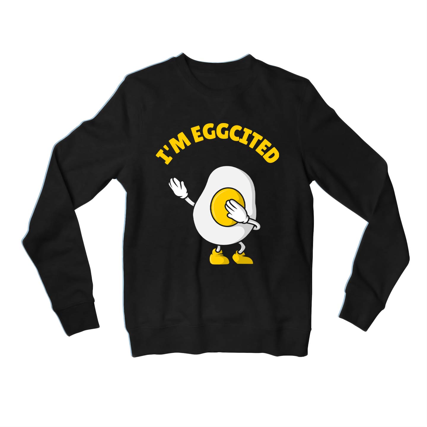 printed eggcited sweatshirt upper winterwear printed graphic stylish buy online united states usa the banyan tee tbt men women girls boys unisex black