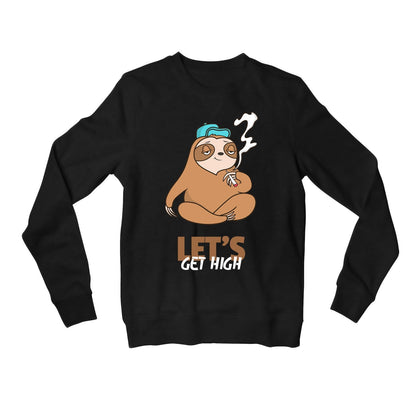 printed high sloth sweatshirt upper winterwear printed graphic stylish buy online united states usa the banyan tee tbt men women girls boys unisex black
