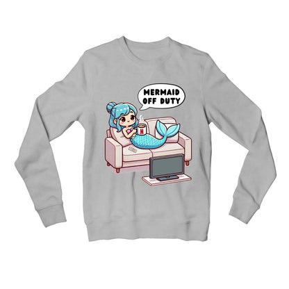 printed mermaid off duty sweatshirt upper winterwear printed graphic stylish buy online united states usa the banyan tee tbt men women girls boys unisex gray