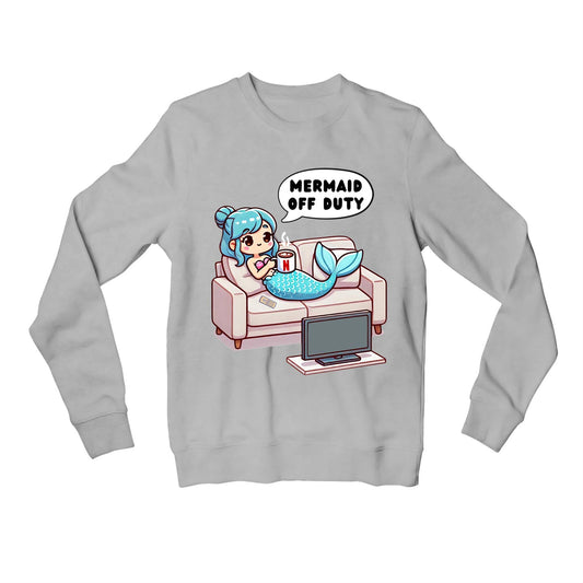 printed mermaid off duty sweatshirt upper winterwear printed graphic stylish buy online united states usa the banyan tee tbt men women girls boys unisex gray