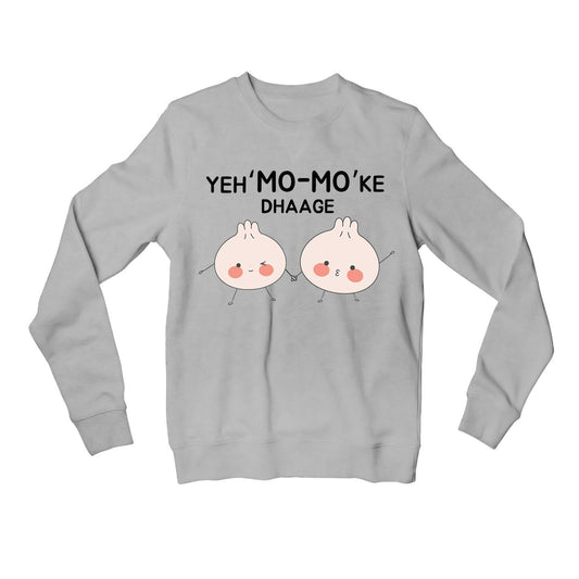 printed mo mo ke dhaage sweatshirt upper winterwear printed graphic stylish buy online united states usa the banyan tee tbt men women girls boys unisex gray