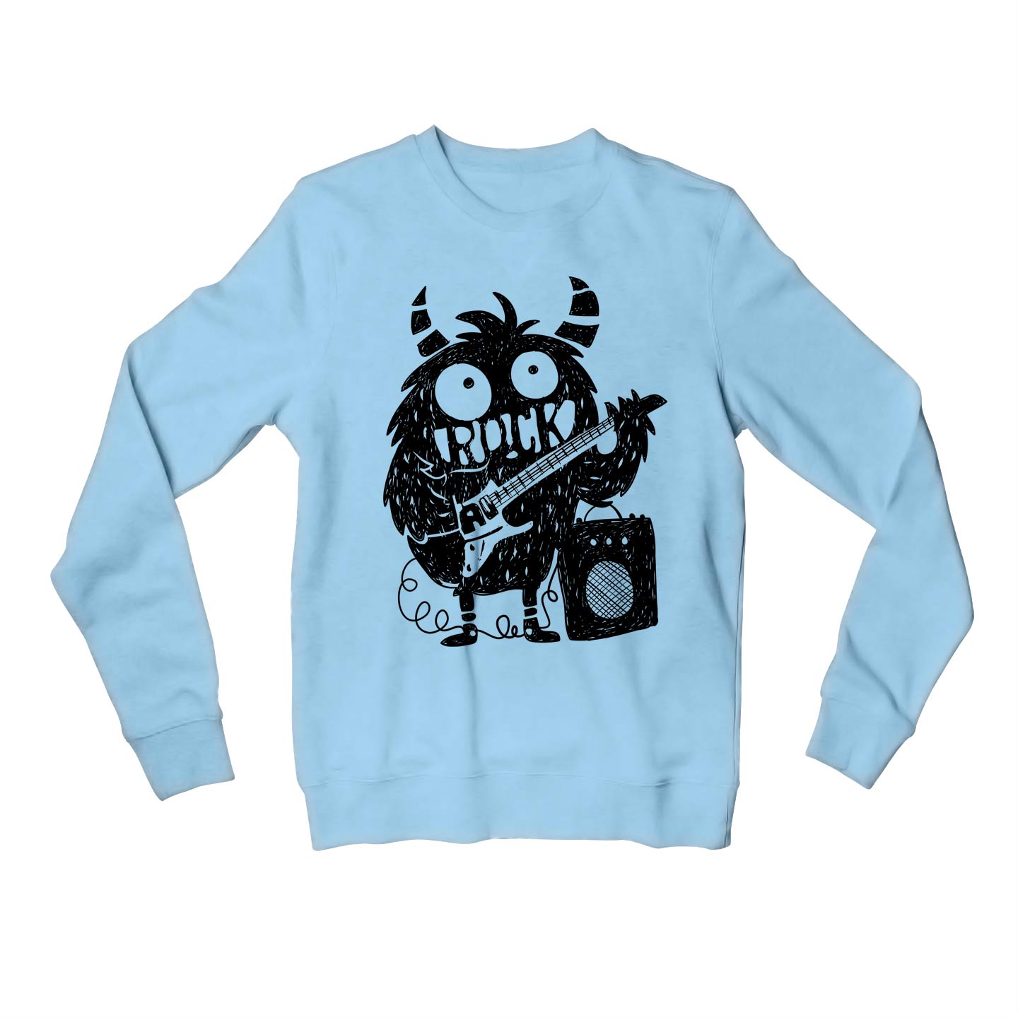 printed rock monster sweatshirt upper winterwear printed graphic stylish buy online united states usa the banyan tee tbt men women girls boys unisex baby blue