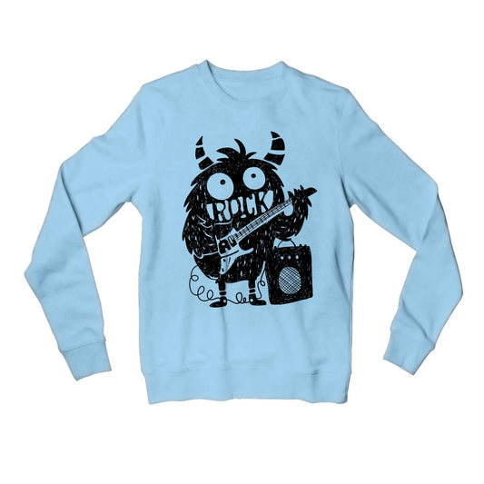 printed rock monster sweatshirt upper winterwear printed graphic stylish buy online united states usa the banyan tee tbt men women girls boys unisex baby blue