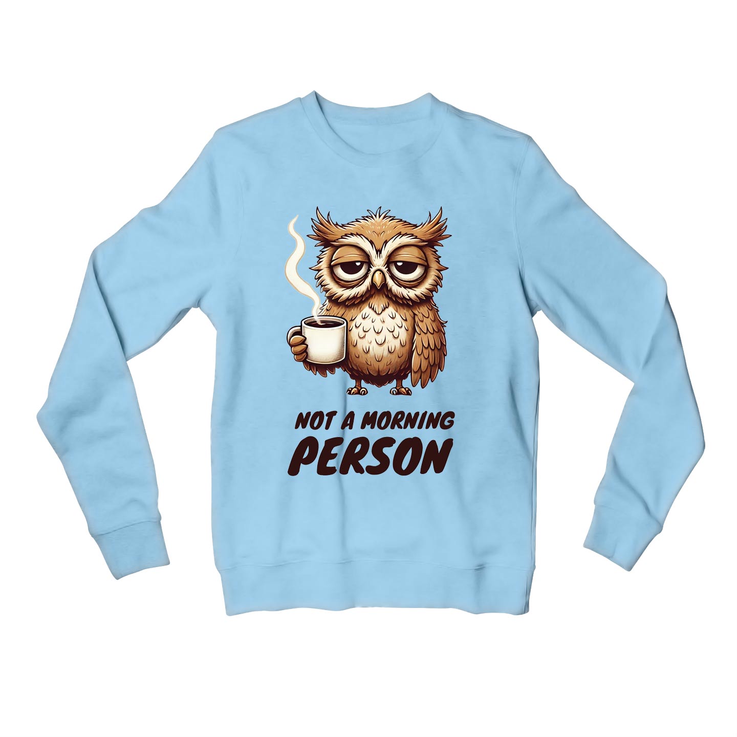 printed not a morning person sweatshirt upper winterwear printed graphic stylish buy online united states usa the banyan tee tbt men women girls boys unisex baby blue